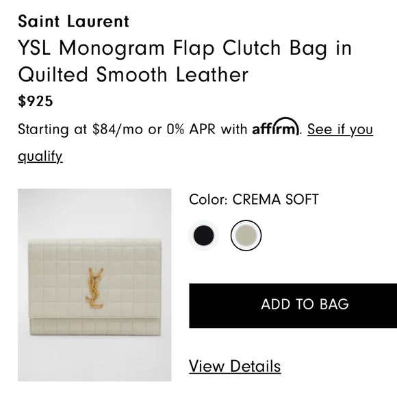 YSL Monogram Flap Clutch Bag in Quilted Smooth Leather - Picture 13 of 13